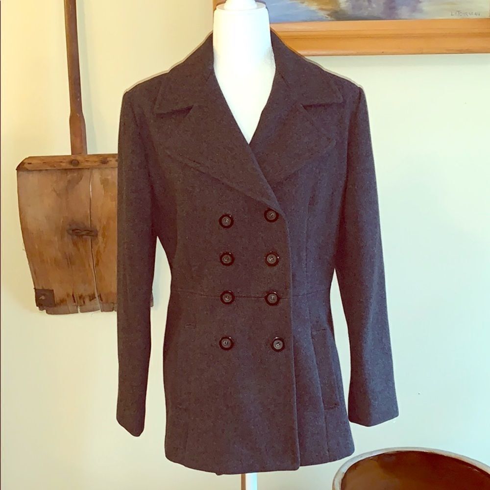 ‎Gray double breasted wool jacket Medium